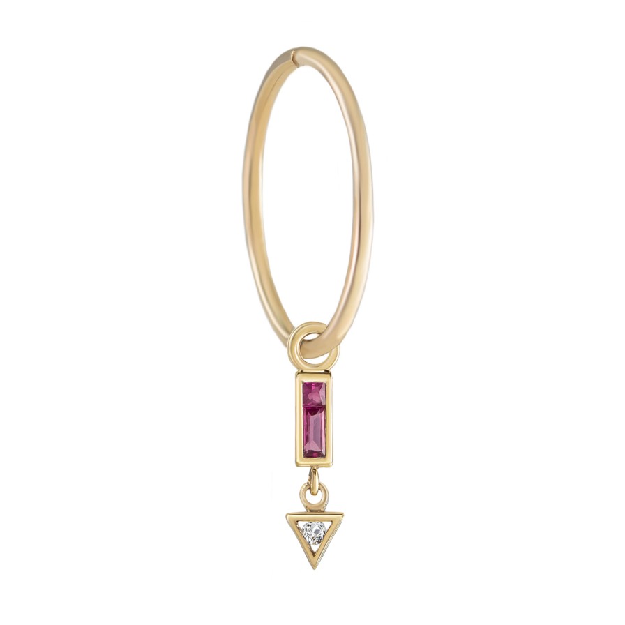 Earrings Tomfoolery London | Ruby & Pink Tourmaline Diamond Mini Az Clicker Hoop