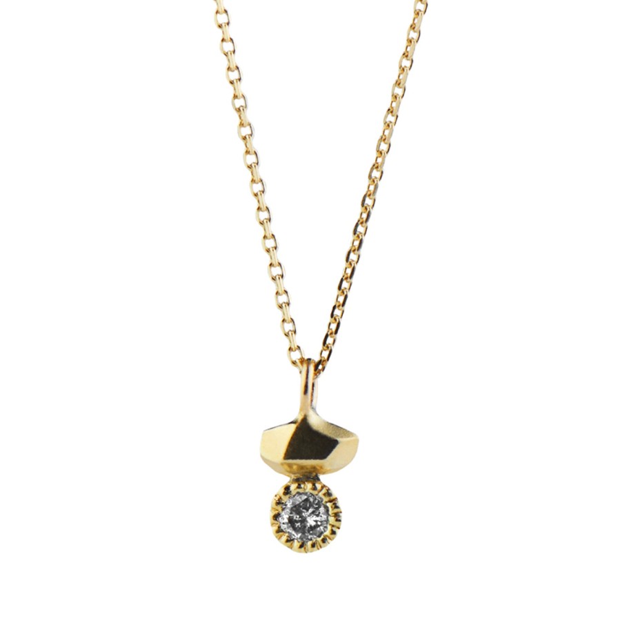 Necklaces Tomfoolery London | Gea Duo Mini Necklace With Salt & Pepper Diamond