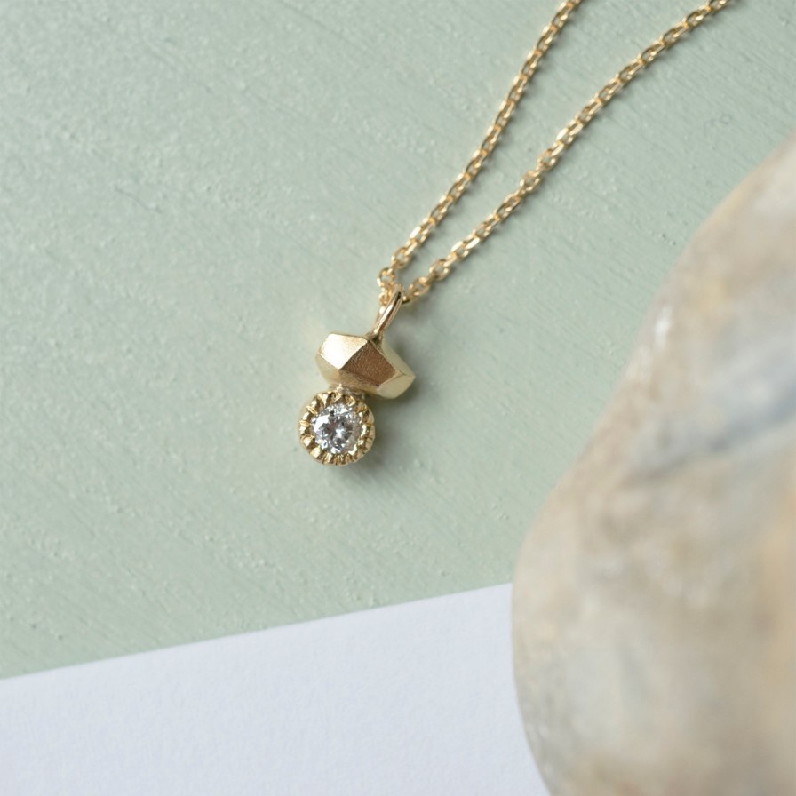 Necklaces Tomfoolery London | Gea Duo Mini Necklace With Salt & Pepper Diamond