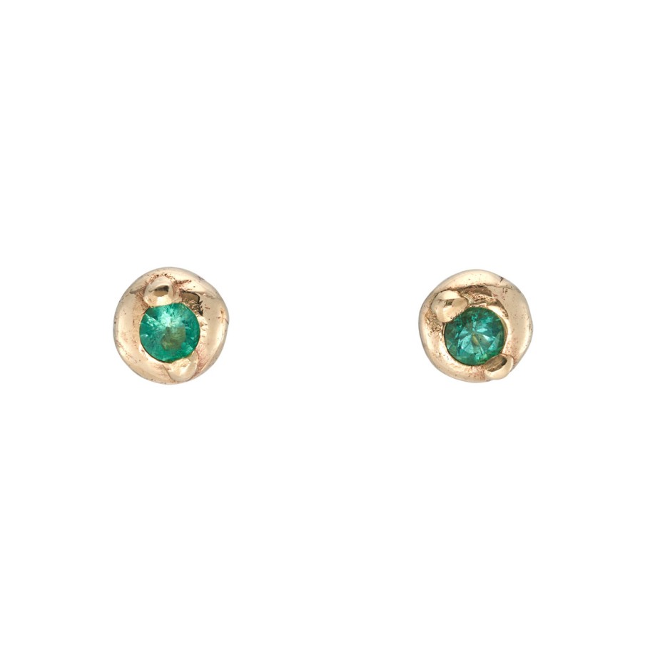 Earrings Tomfoolery London | Emerald Beaded Studs