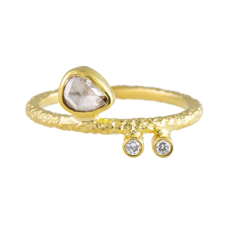 Rings Tomfoolery London | Asymmetrical Diamond 18Ct Yellow Gold Ring