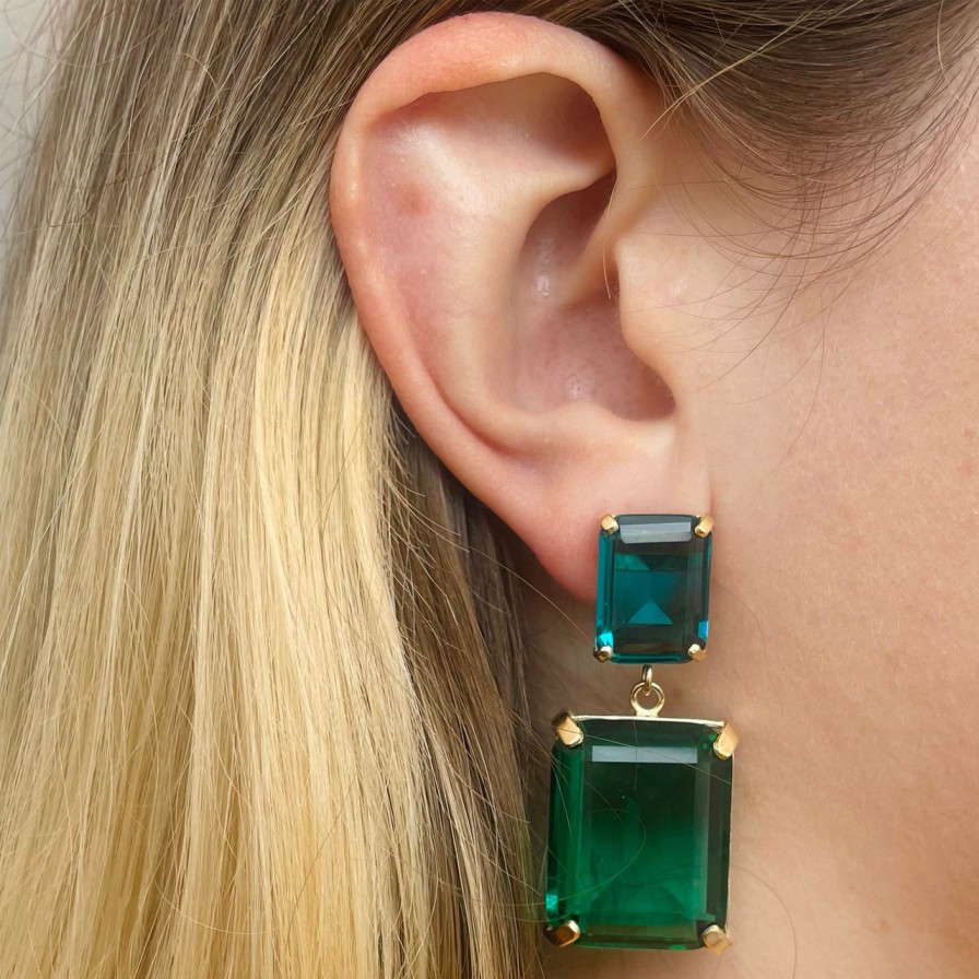 Earrings Tomfoolery London | Colourblock Drop Earrings Turquoise & Paraiba