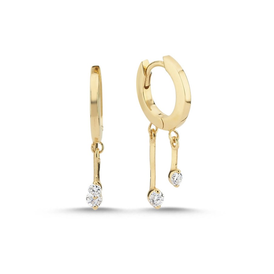 Earrings Tomfoolery London | Glowy Stick Hoop Earrings In 14Ct Gold