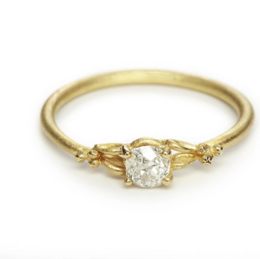 Rings Tomfoolery London | Yellow Gold Solitaire Diamond Ring With Filigree Detail