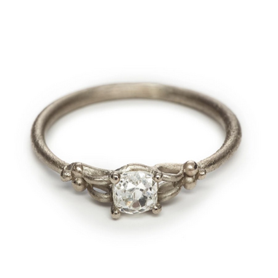 Rings Tomfoolery London | Yellow Gold Solitaire Diamond Ring With Filigree Detail