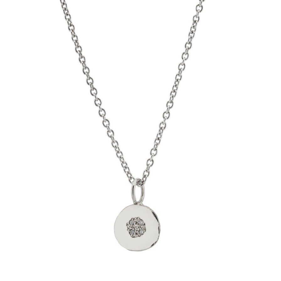 Necklaces Tomfoolery London | Quattro White Gold & Diamond Pendant