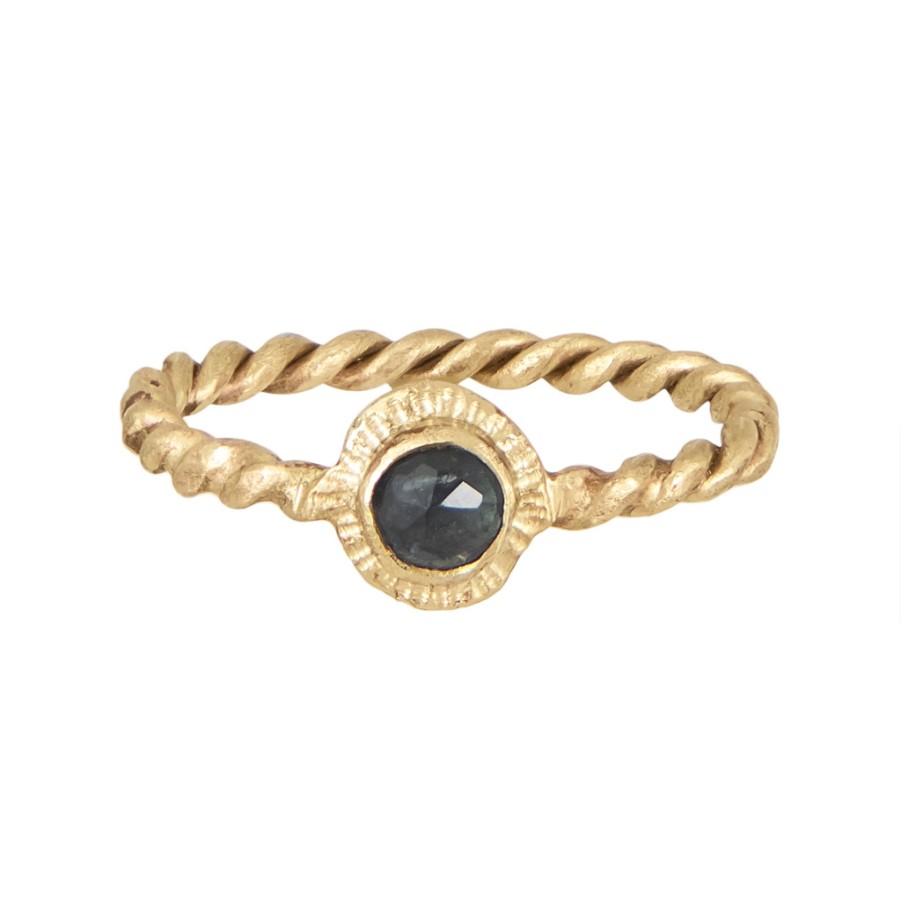 Rings Tomfoolery London | 14Ct Yellow Gold & Blue Tourmaline Signature 'Twist' Ring