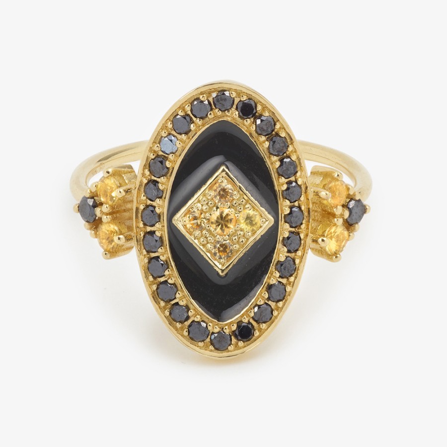 Rings Tomfoolery London | Ath Na Black Diamond & Yellow Sapphire Ring