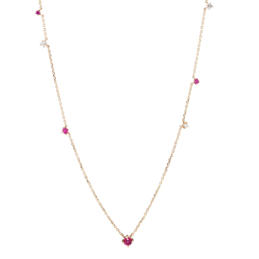 Necklaces Tomfoolery London | Scatter Ruby Necklace