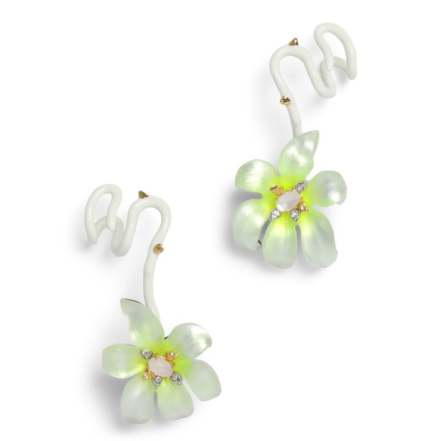 Earrings Tomfoolery London | Lily Lucite Flower Ear Climber Earring White