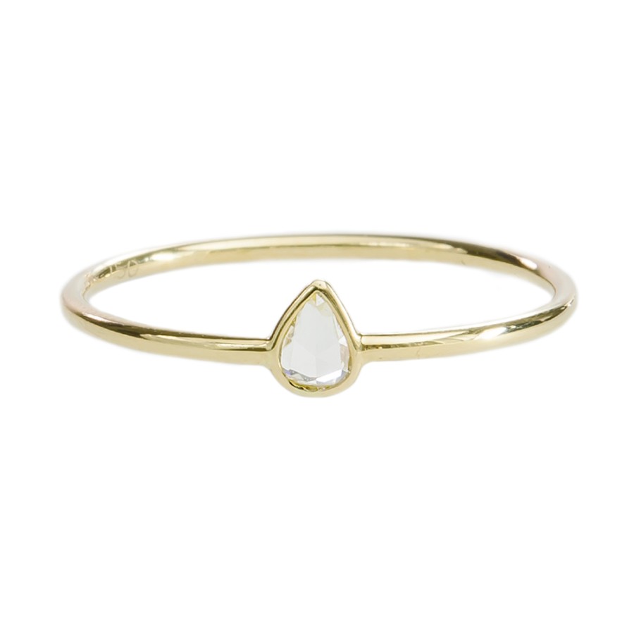 Rings Tomfoolery London | 18Ct Yellow Gold Single Pear Rose Cut Diamond Ring