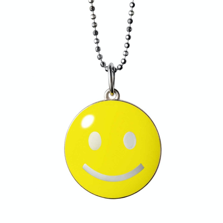 Necklaces Tomfoolery London | Yellow Enamel Smile Pendant Necklace