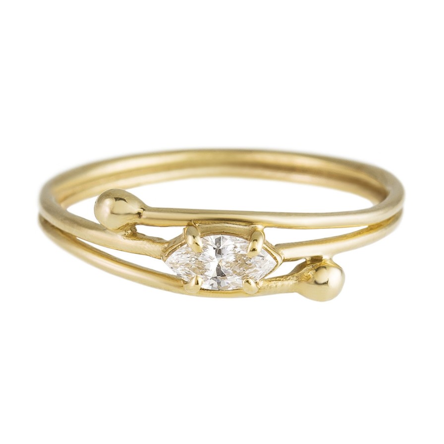 Rings Tomfoolery London | Single Marquise Diamond & 9Ct Yellow Gold Ring