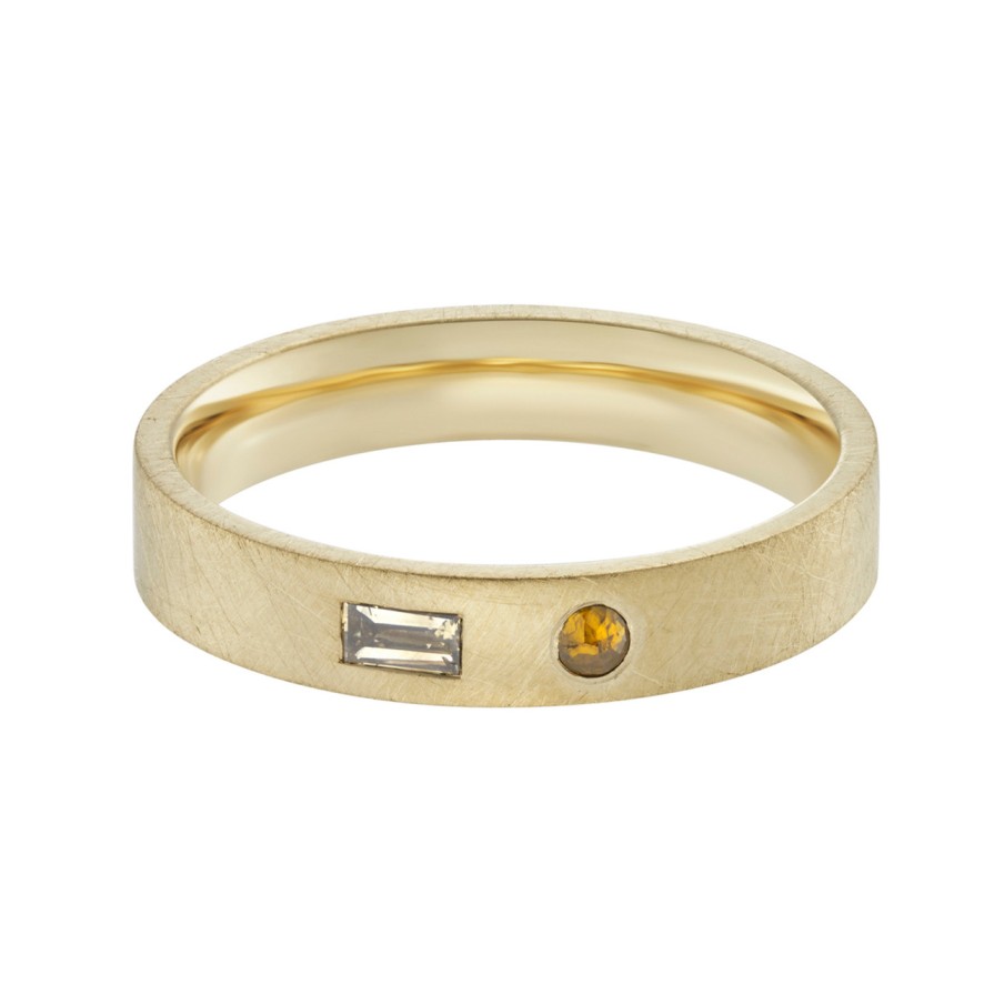 Rings Tomfoolery London | 14Ct Yellow Gold Muse Multi Diamond Flat Court Ring