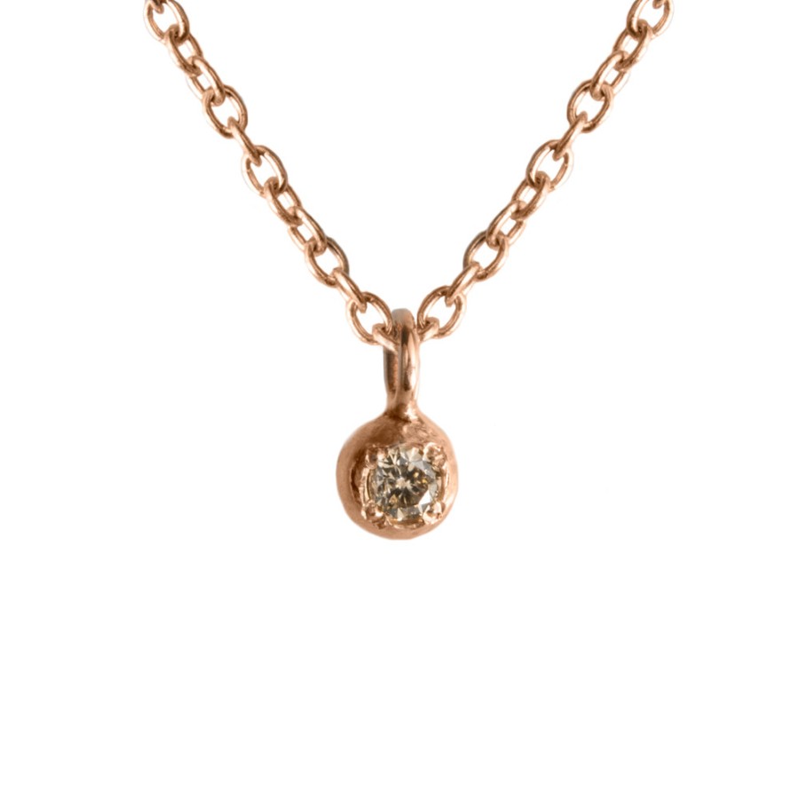 Necklaces Tomfoolery London | Champagne Diamond & 9Ct Rose Gold Pendant Necklace