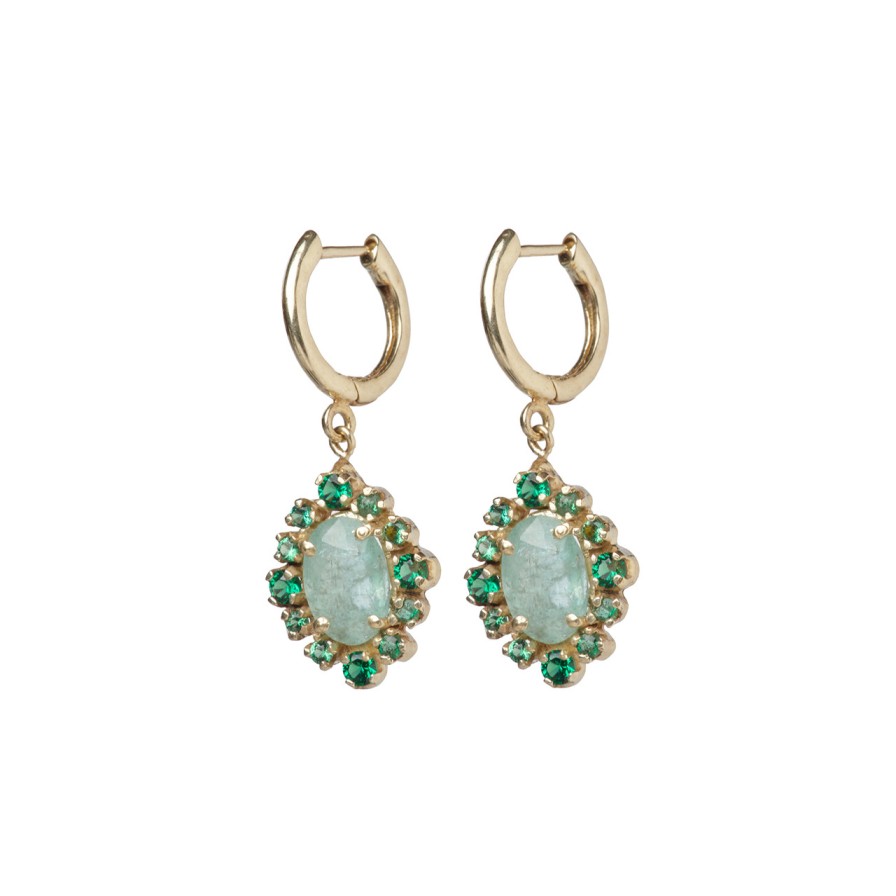 Earrings Tomfoolery London | Malo Emerald Hoop Earrings