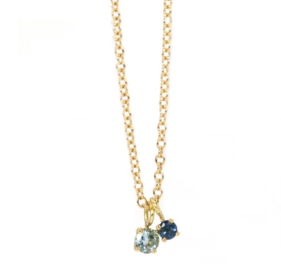 Necklaces Tomfoolery London | Summer Blue Sapphire Aqua & 18Ct Gold Pendant