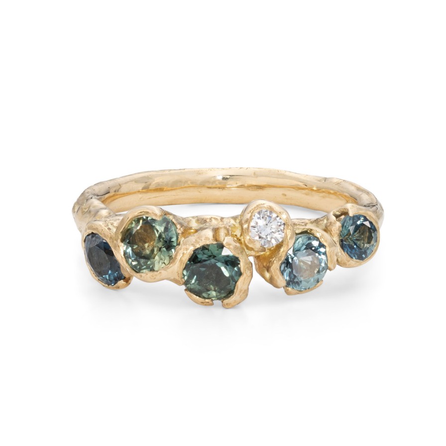 Rings Tomfoolery London | Lion Rock Diamond And Sapphire Ring 18Ct Yellow Gold