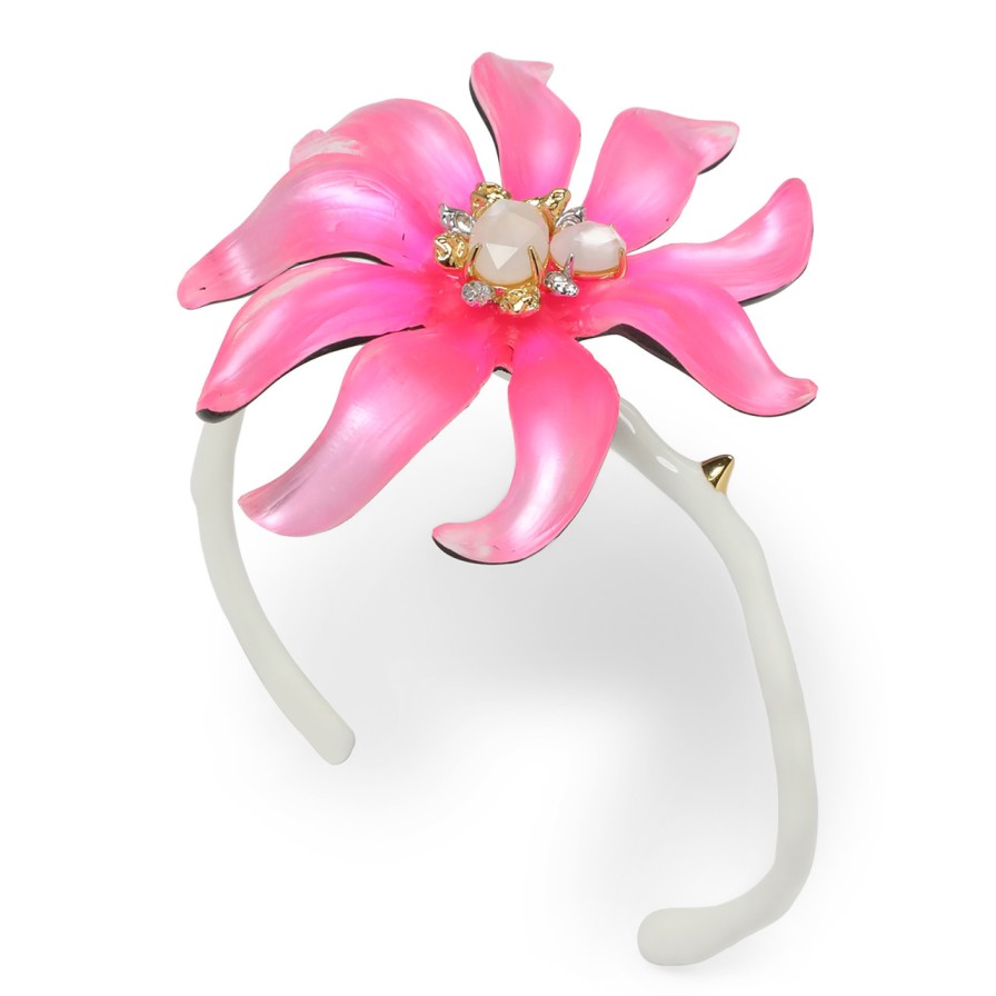 Bracelets Tomfoolery London | Lily Lucite Flower Cuff Bracelet Magenta