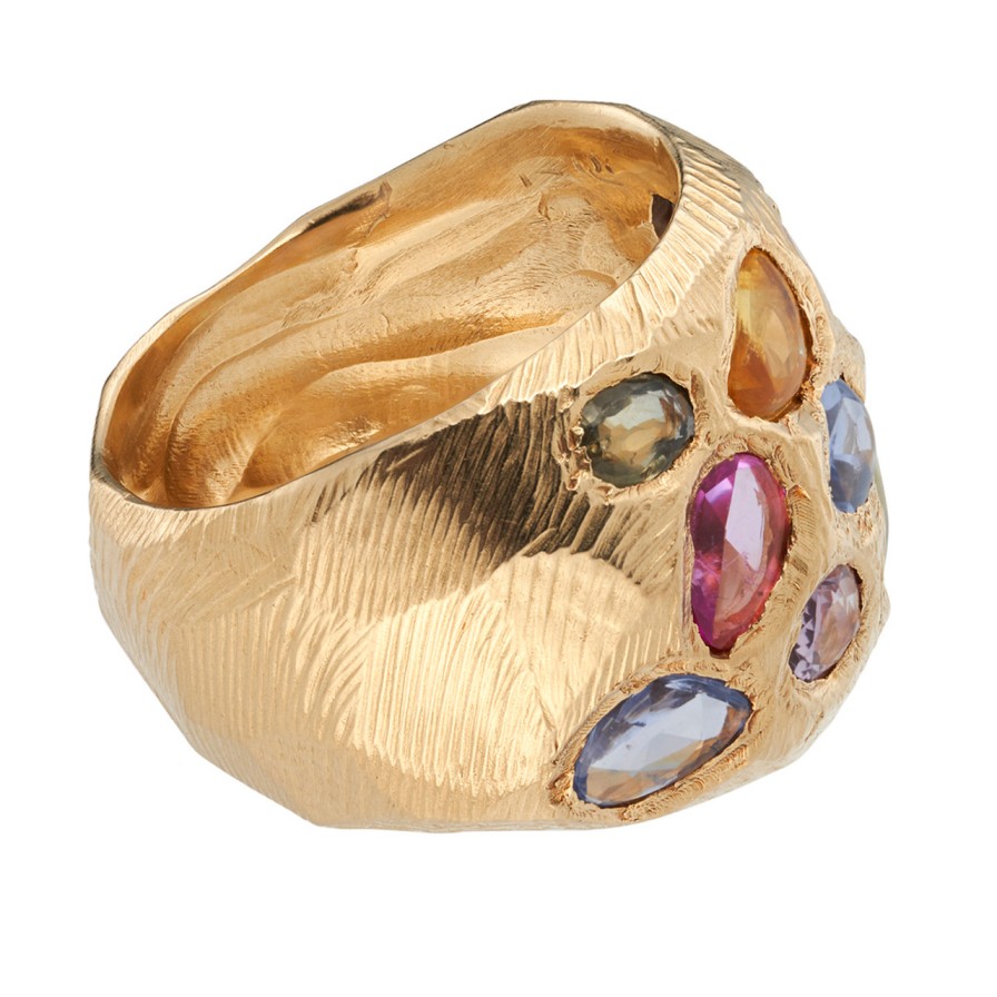 Rings Tomfoolery London | Rainbow Sapphire Cocktail Art Ring