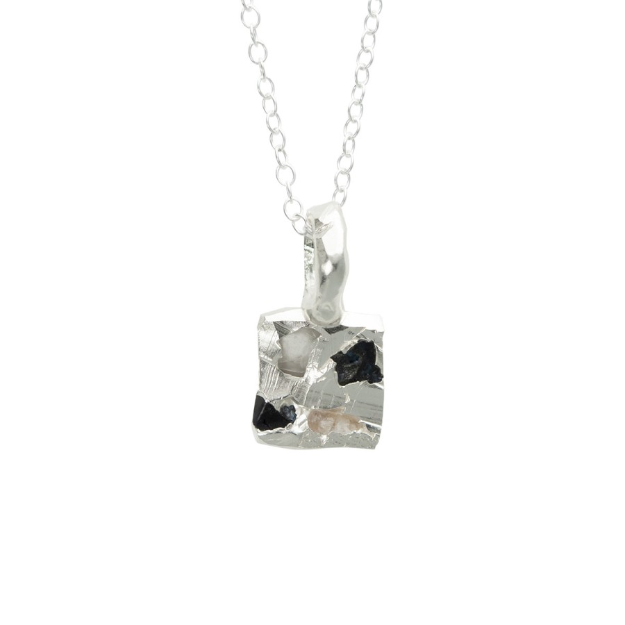 Necklaces Tomfoolery London | Raw Blue Sapphire Square