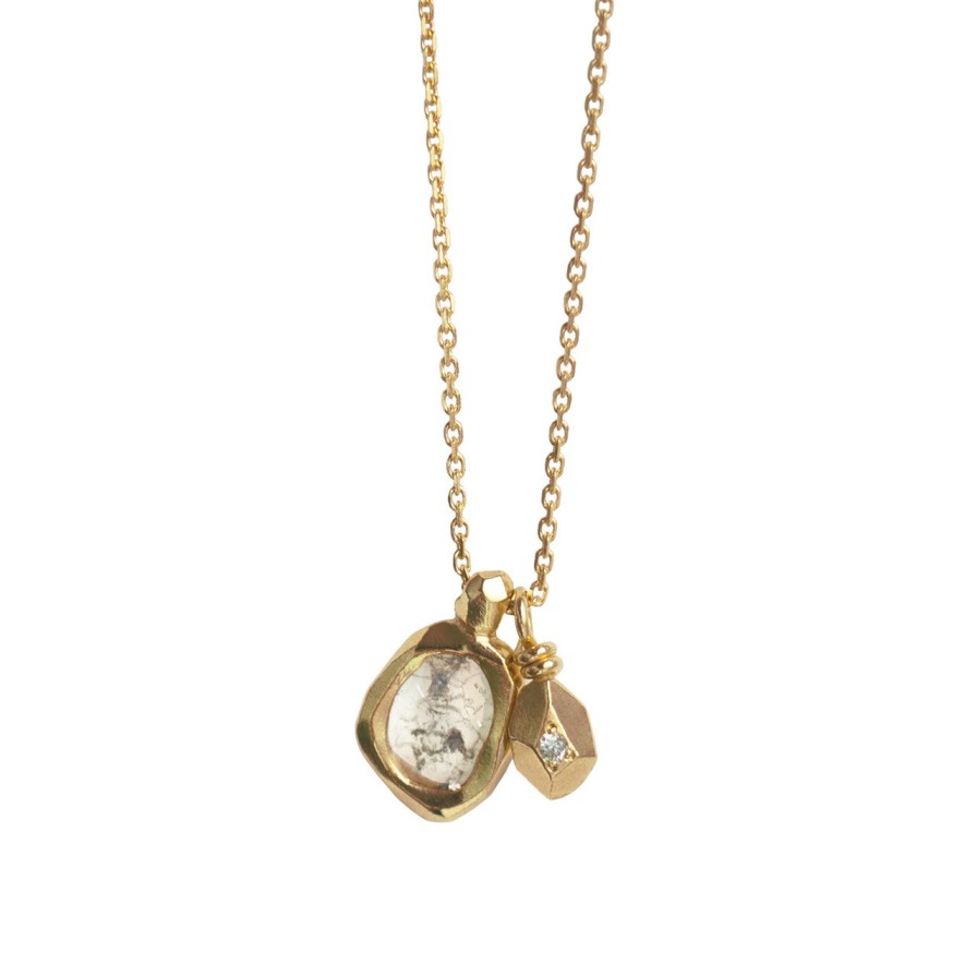 Necklaces Tomfoolery London | Gea 18Ct Gold Necklace With Diamond Detail