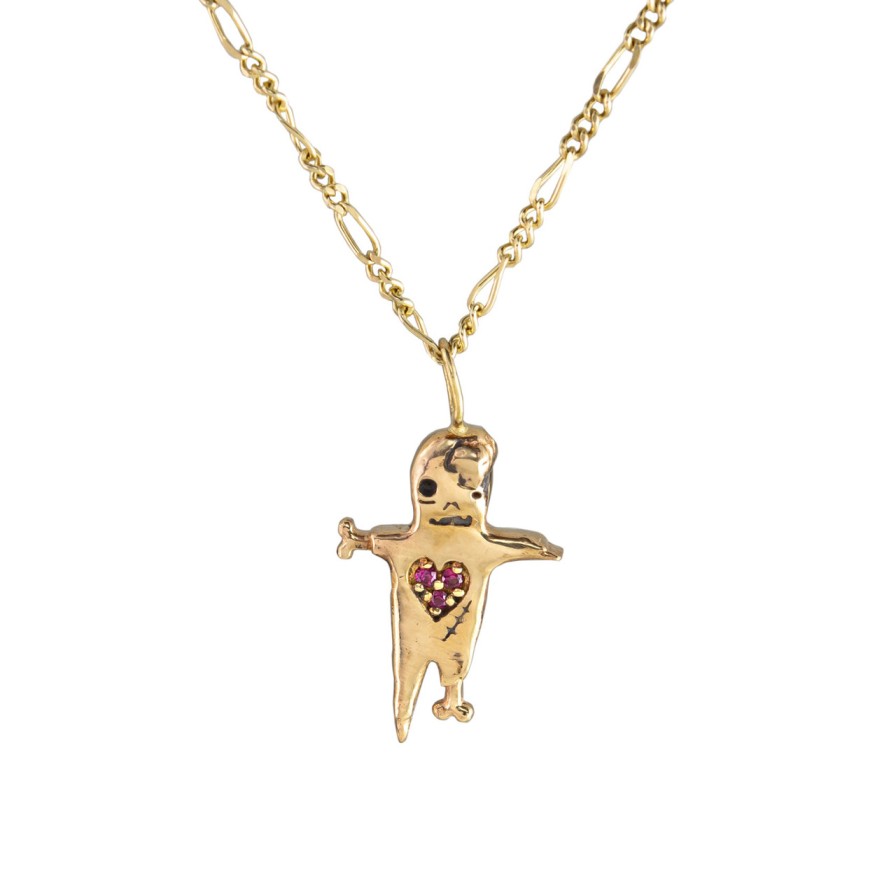 Necklaces Tomfoolery London | Ghoul With A Heart Of Gold Pendant Necklace