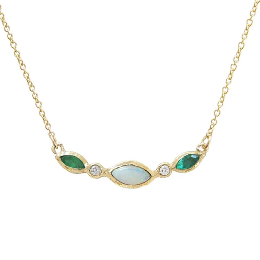 Necklaces Tomfoolery London | Aurora Emerald Necklace