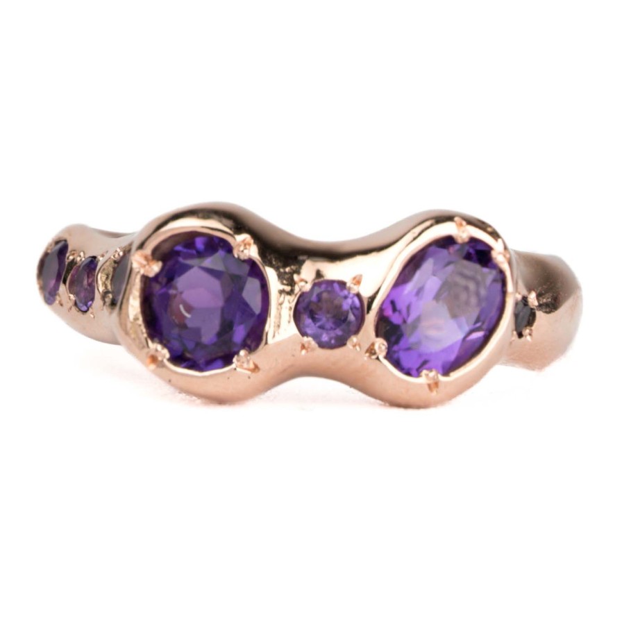 Rings Tomfoolery London | Tf Exclusive 14Ct Rose Gold & Grape Amethyst Sherbert Band