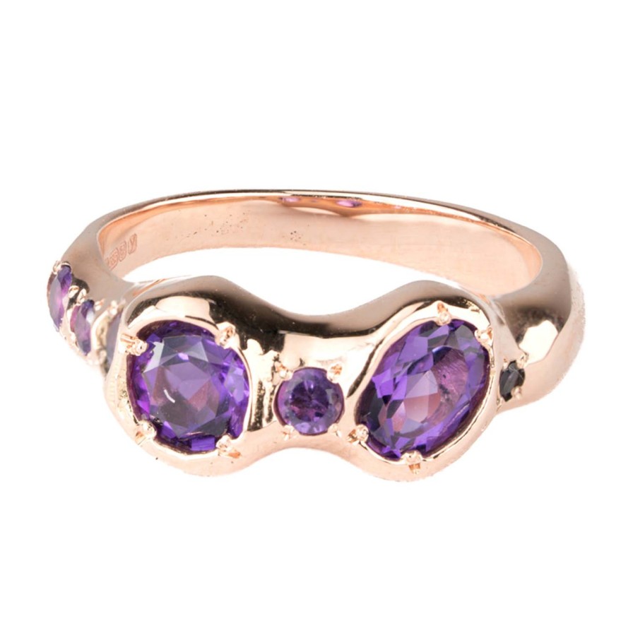 Rings Tomfoolery London | Tf Exclusive 14Ct Rose Gold & Grape Amethyst Sherbert Band