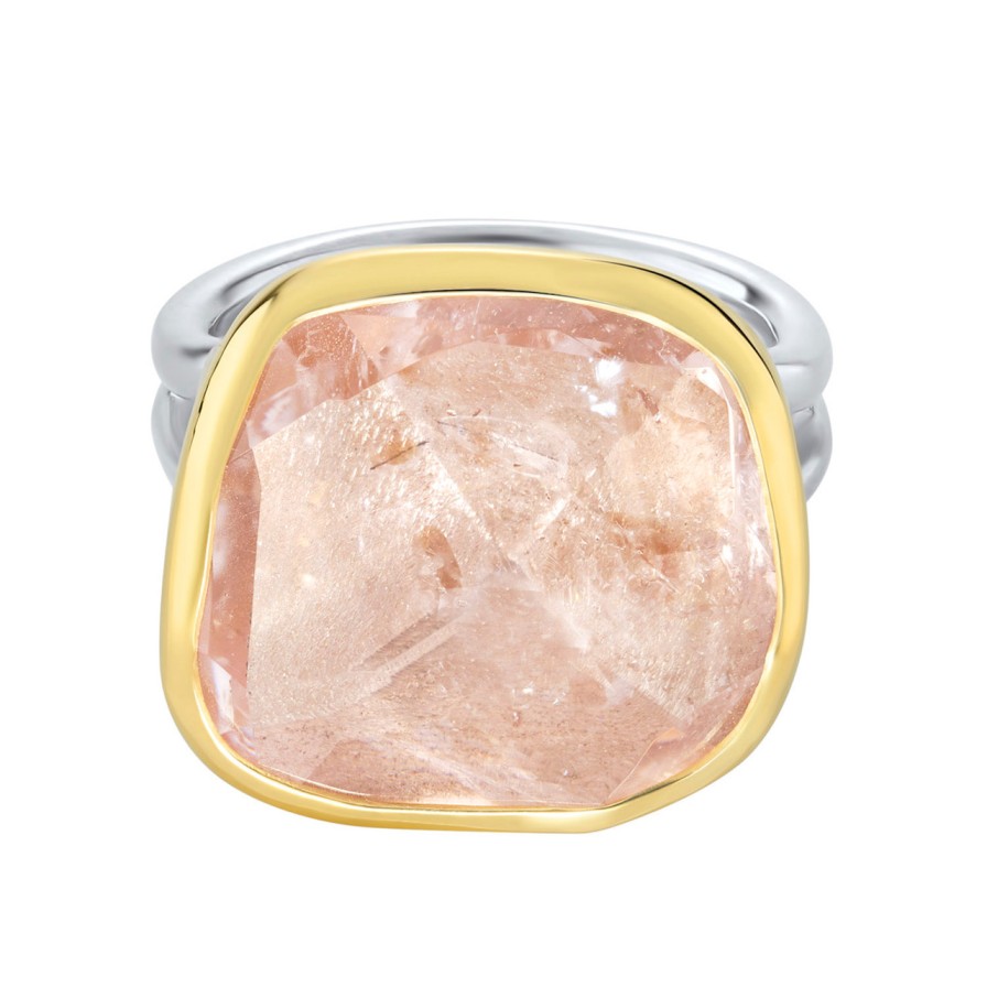 Rings Tomfoolery London | Irregular Morganite Double Band Ring