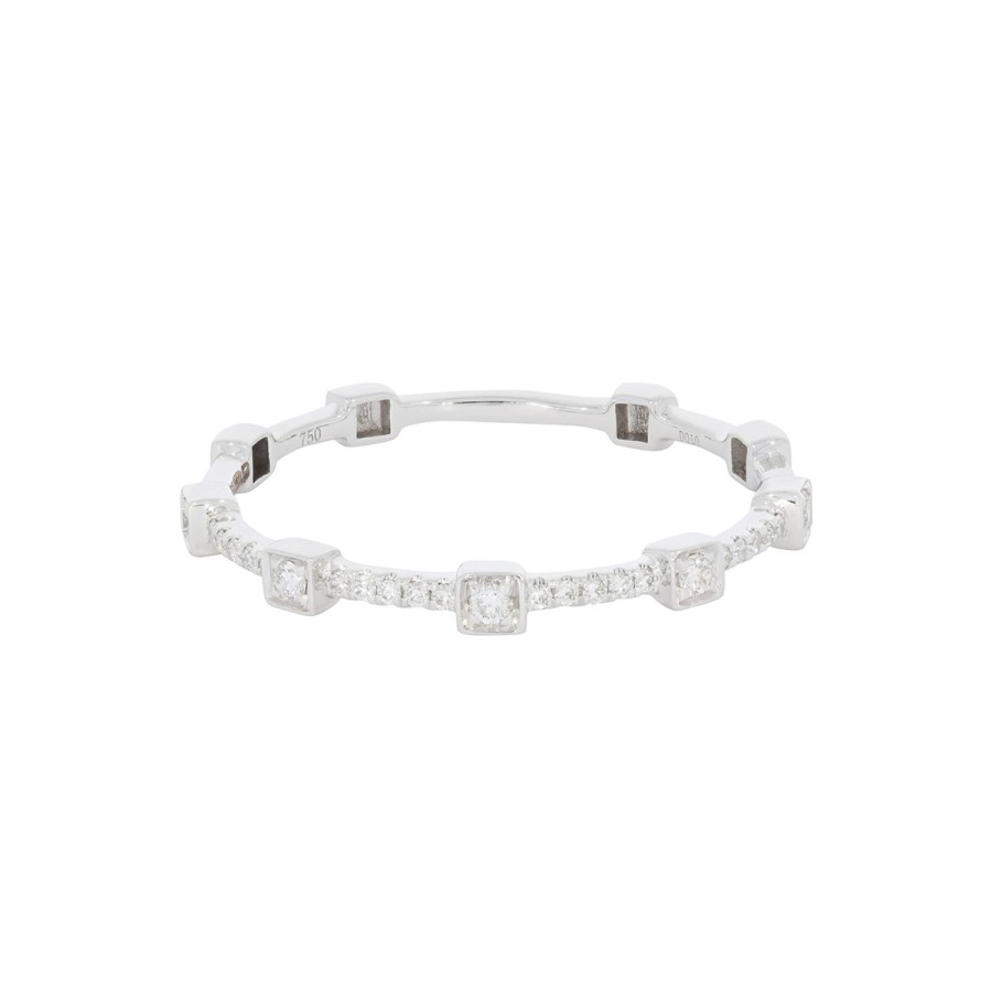 Rings Tomfoolery London | Mini Square Diamond Half Eternity Ring