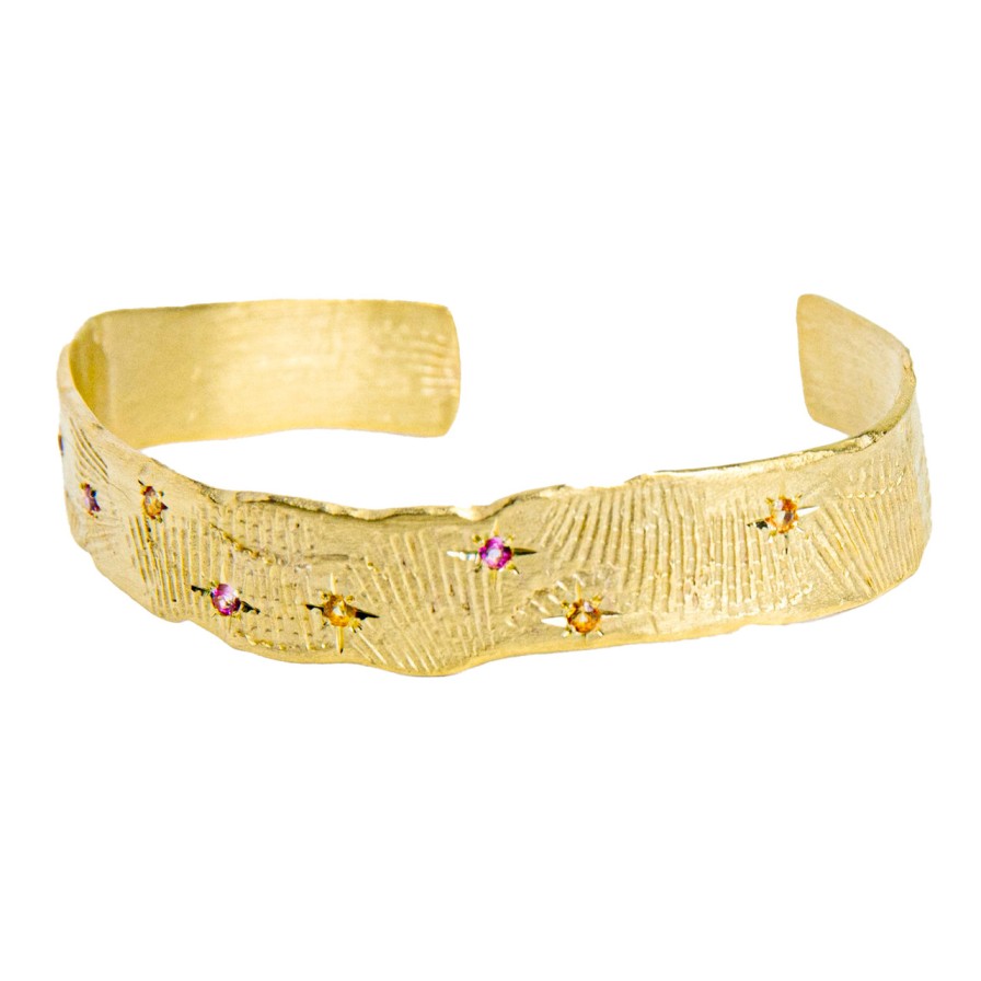 Bracelets Tomfoolery London | Gold Concha Estrellas Cuff Bracelet With Sapphires