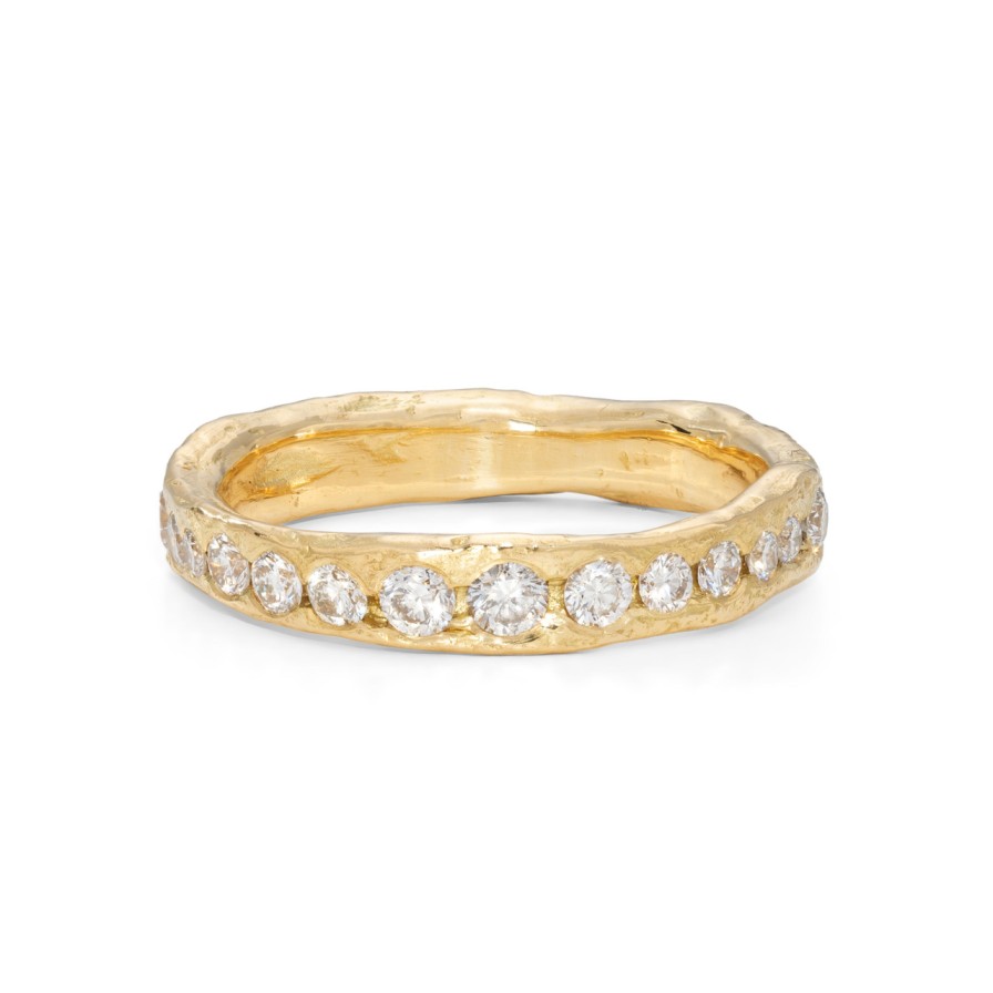 Rings Tomfoolery London | Crested Channel Diamond Ring 18Ct Yellow Gold