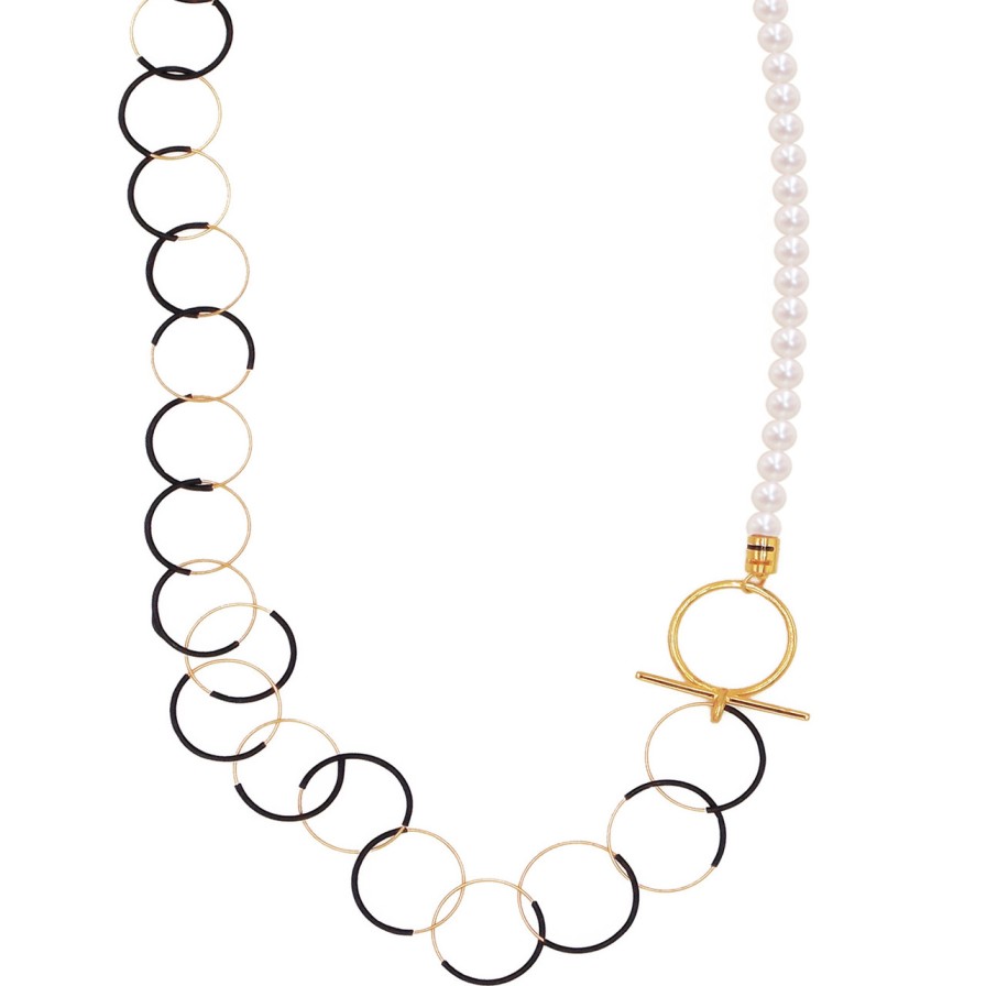 Necklaces Tomfoolery London | Pearl & Loop Chain Necklace