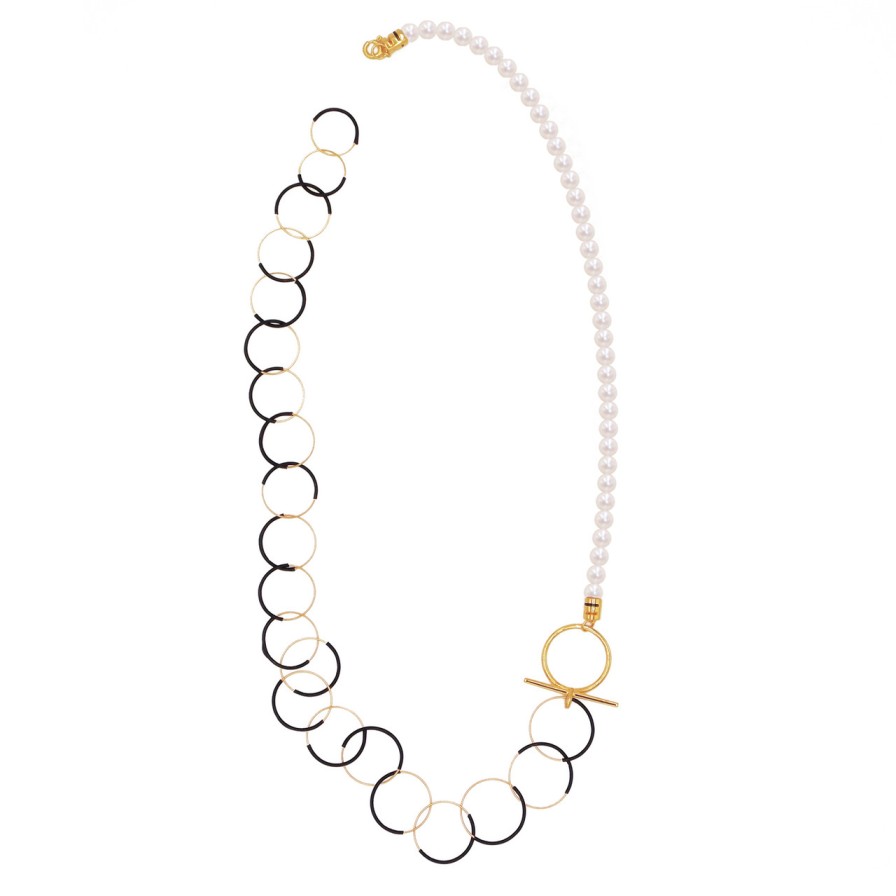 Necklaces Tomfoolery London | Pearl & Loop Chain Necklace