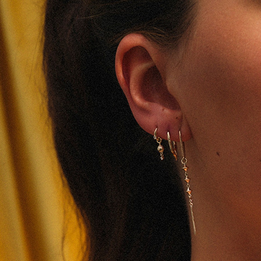 Earrings Tomfoolery London | Dala Detail Lucky Lantern Droplet .1 Diamond Hoop Earring