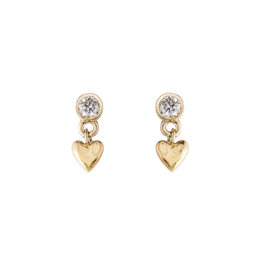 Earrings Tomfoolery London | Diamond Baby Heart Earrings