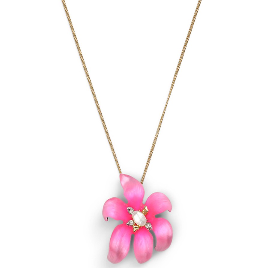 Necklaces Tomfoolery London | Lily Lucite Flower Pendant Magenta