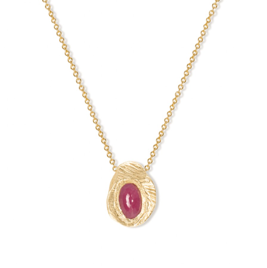 Necklaces Tomfoolery London | Oval Slider Necklace In Ruby