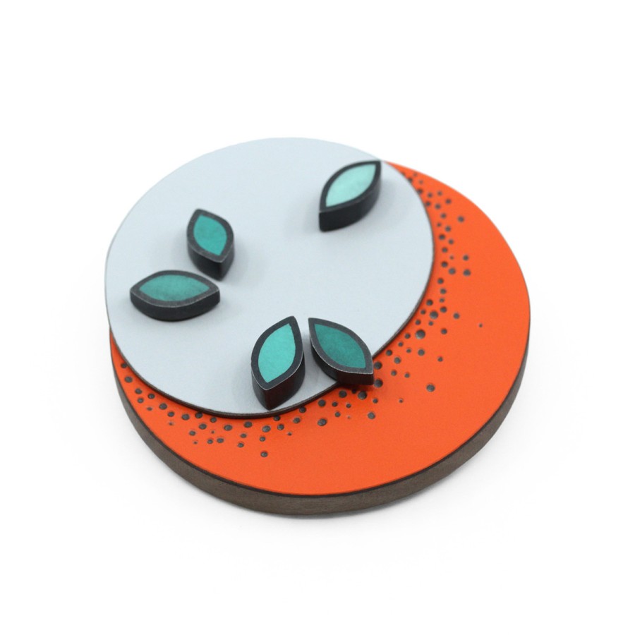 Brooches & Pins Tomfoolery London | Leaf And Dot 3D Orange Brooch