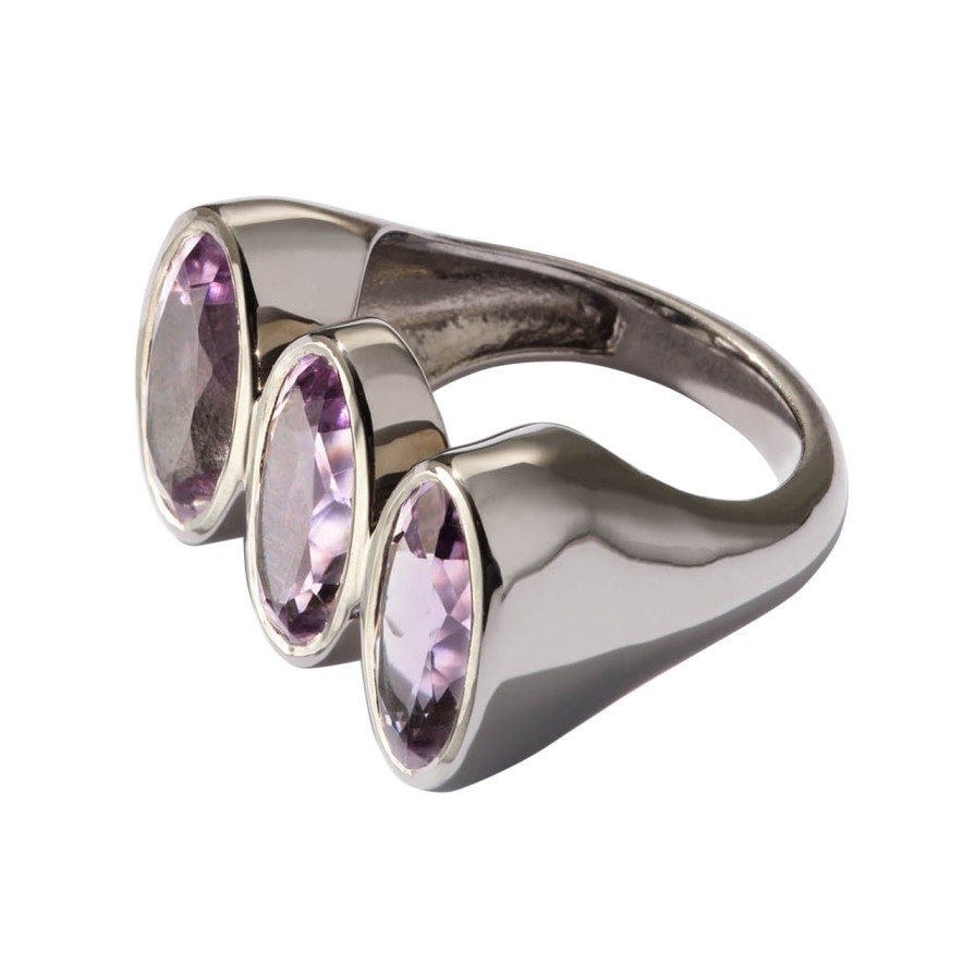 Rings Tomfoolery London | Purple Amethyst Triple Elliptic Statement Ring