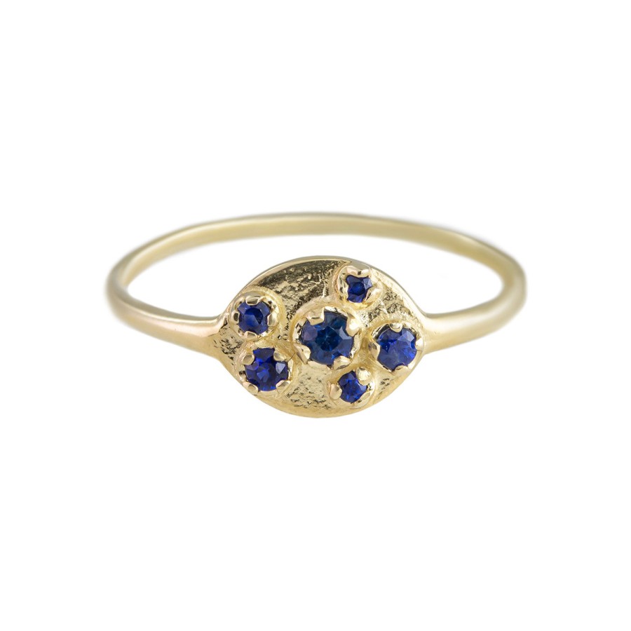 Rings Tomfoolery London | Blue Sapphire & 14Ct Yellow Gold Shield Ring