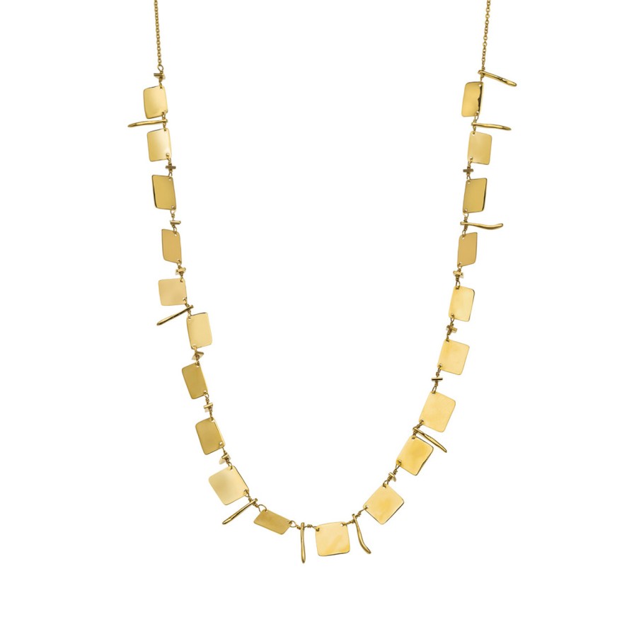 Necklaces Tomfoolery London | 14Ct Yellow Gold Rainbow Necklace