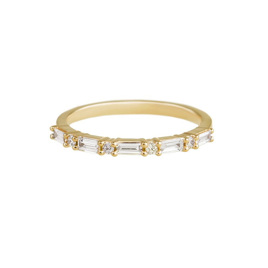 Rings Tomfoolery London | Baguette And Round Diamond Half Eternity Ring