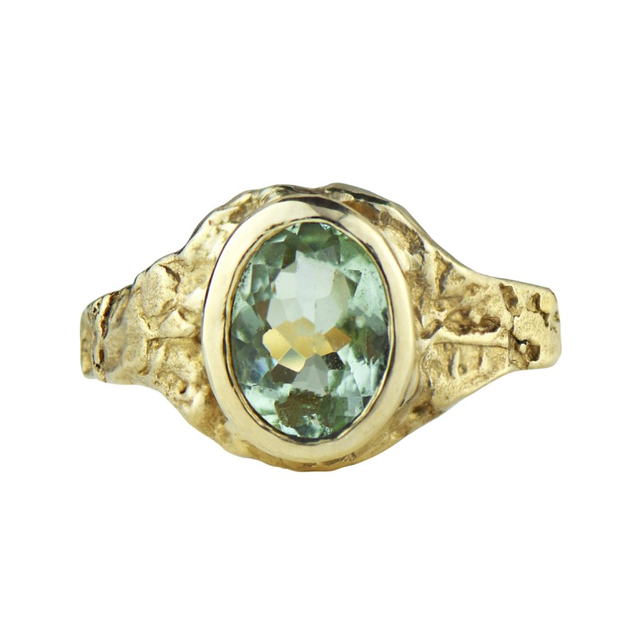 Rings Tomfoolery London | Gold & Mint Tourmaline Bezel Set Signet Ring