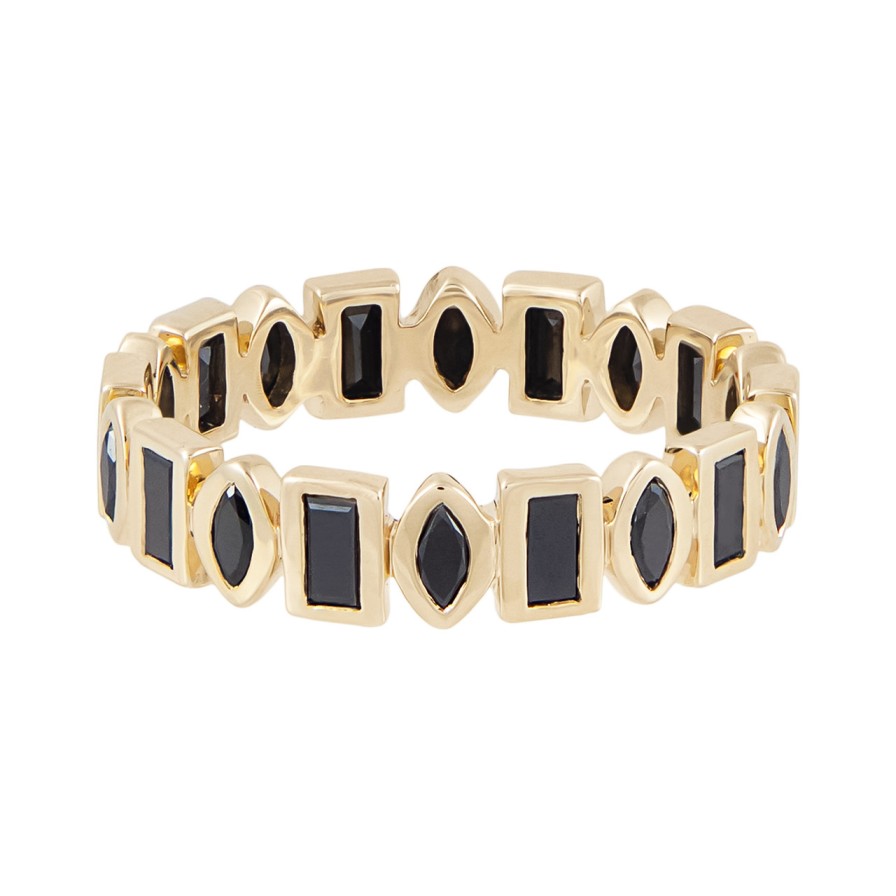 Rings Tomfoolery London | Black Diamond Marquise & Baguette Eternity Ring