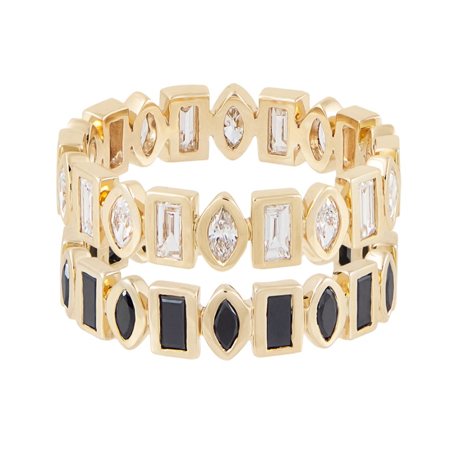 Rings Tomfoolery London | Black Diamond Marquise & Baguette Eternity Ring