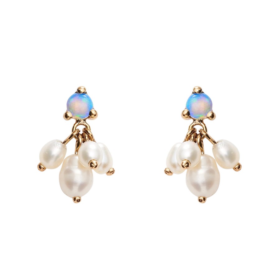 Earrings Tomfoolery London | Opal And Pearl Cloudburst Earrings