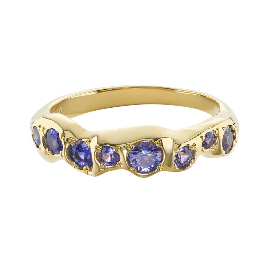 Rings Tomfoolery London | Tf Exclusive 14Ct Yellow Gold & Purple Sapphire Band